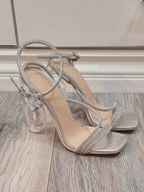 Strappy, clear heels